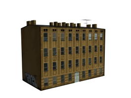 Old residential buildings 3d model preview