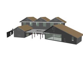 Motel building 3d model preview