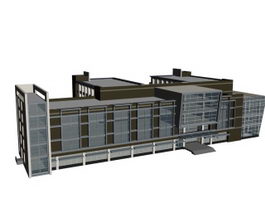 Complex office buildings 3d model preview