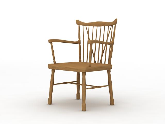 Wooden armchair 3d rendering