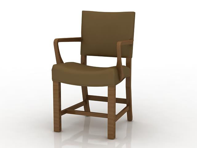 Wooden dining armchair 3d rendering