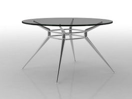 Glass top round dining table 3d model preview