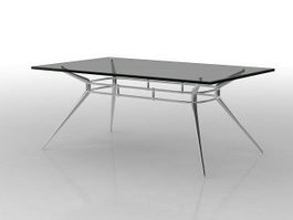 Modern glass dining table 3d model preview