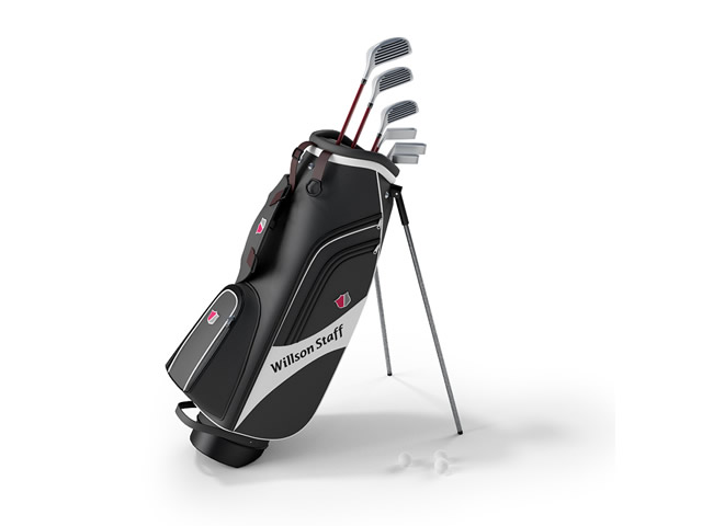 Golf bag and golf clubs 3d rendering