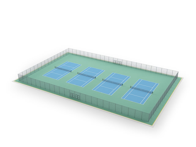 Outdoor tennis court 3d rendering