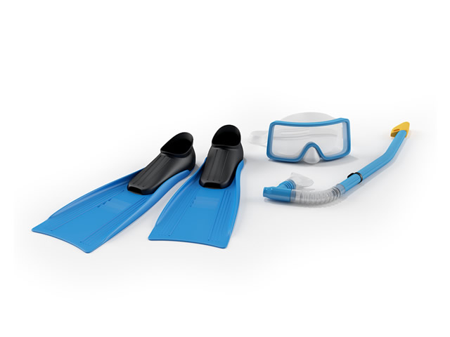 Swim fins and goggles 3d model - CadNav