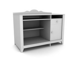 Computer desk with filing cabinet 3d model preview