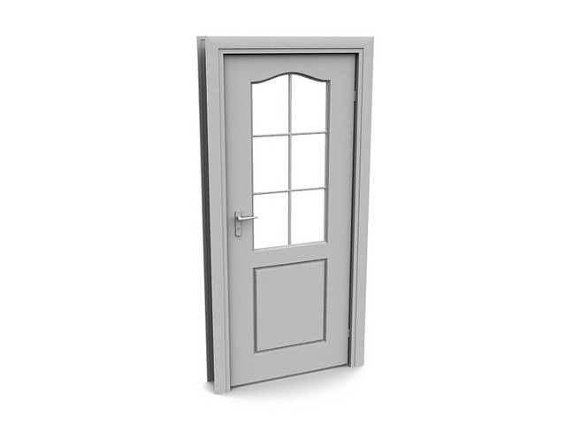 Interior door with glass 3d rendering