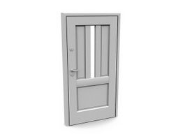Entrance door with windows 3d model preview