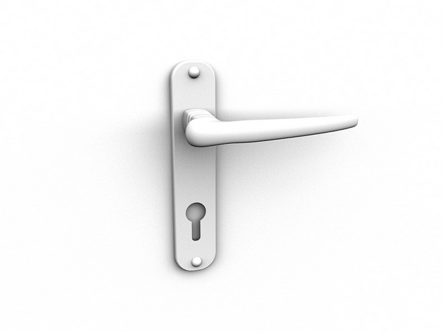 Lever handle with plate 3d rendering