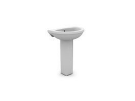 Pedestal wash basin 3d model preview