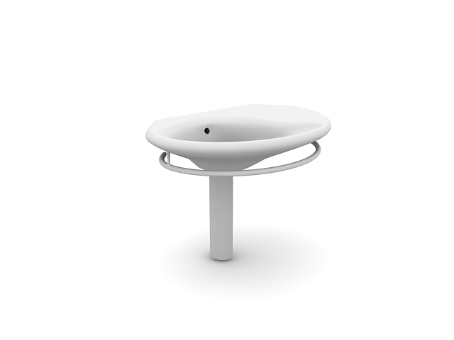 Bathroom art basin with pedestal 3d rendering