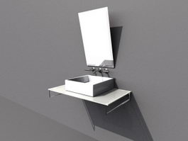 Above counter basin with mirror 3d model preview