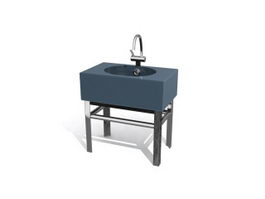 Free standing stone wash basin 3d model preview