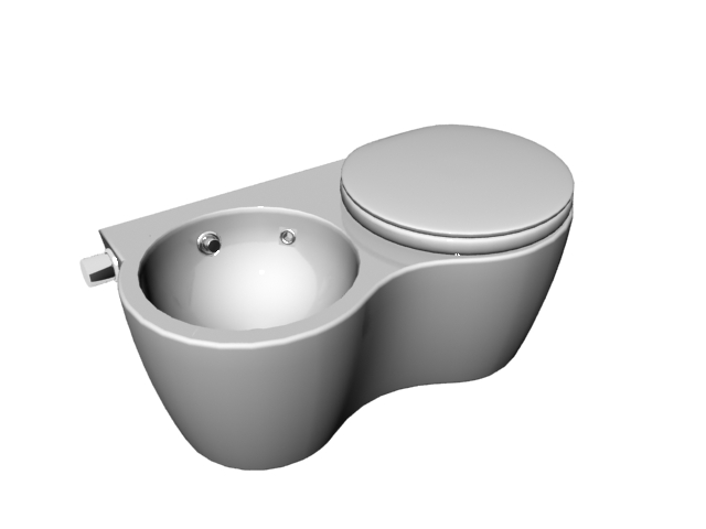 Ceramic toilet with bidet 3d rendering