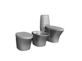 Sanitary ware toilet and bidet 3d model preview