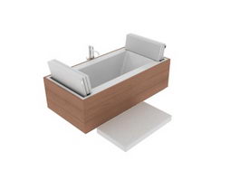 Free standing massage bathtub 3d model preview