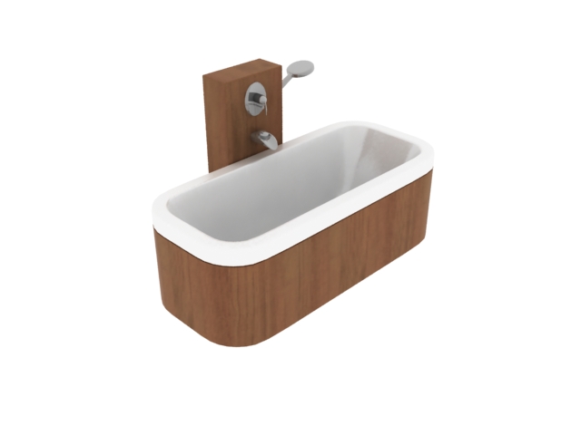 One piece bathtub 3d rendering