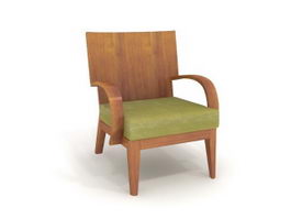 Wooden armchair with cushion 3d model preview