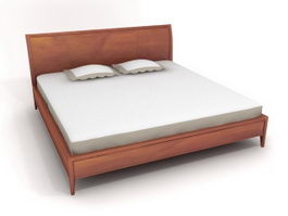 Wooden big bed 3d model preview