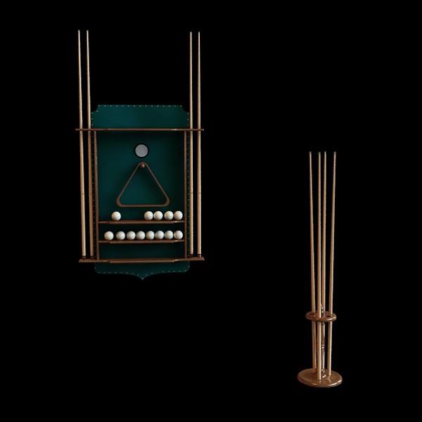 Pool cue and billiard accessories 3d rendering