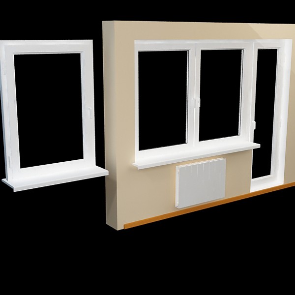Door with side window 3d rendering