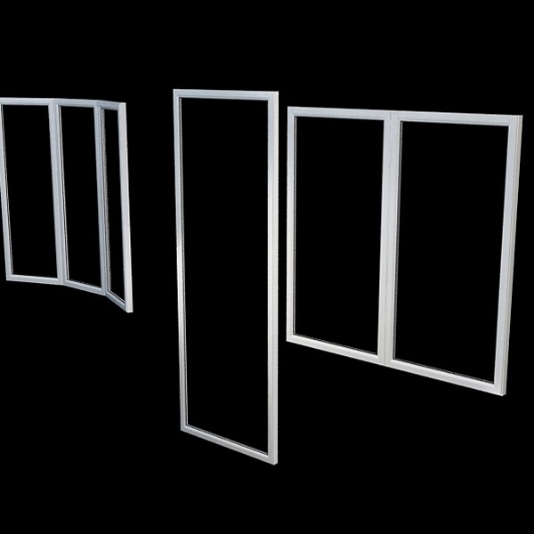 Metal window frame 3d rendering