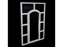 Aluminium casement window with grill 3d model preview