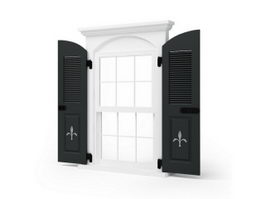Inward opening double pane window 3d model preview