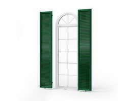Arched double window 3d model preview