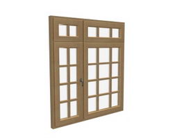 Double casement wood window 3d model preview