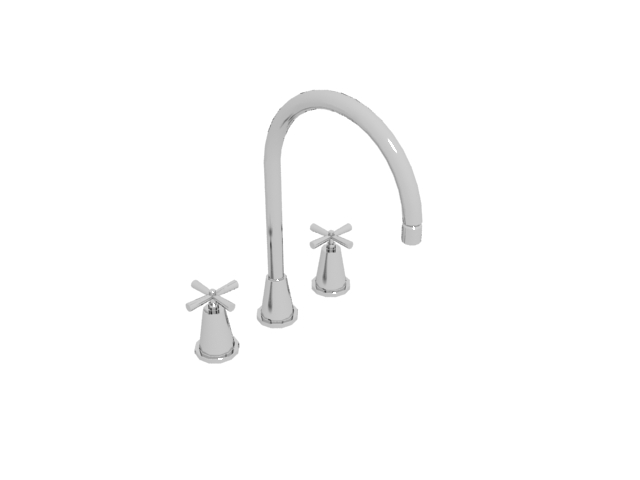 Double handle water tap 3d rendering