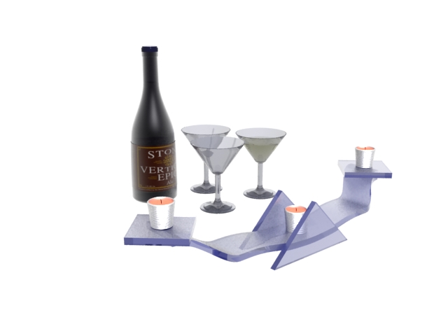 Sweet wine,cocktail glasses and romantic candle 3d rendering