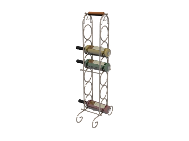 Metal wire wine rack 3d rendering