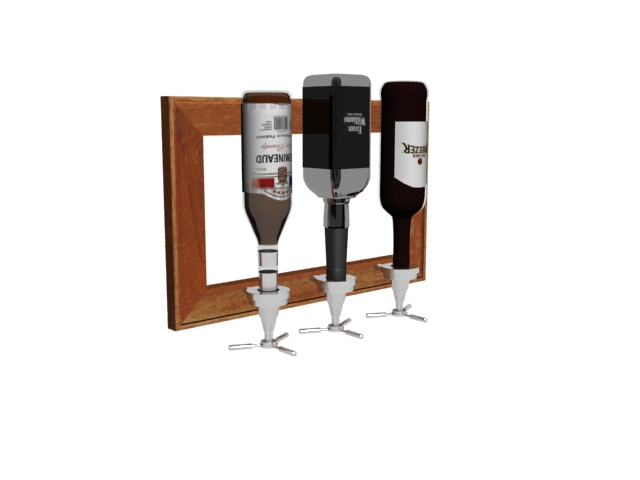 Wall mounted wine rack 3d rendering
