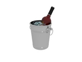 Red wine and Ice bucket 3d model preview