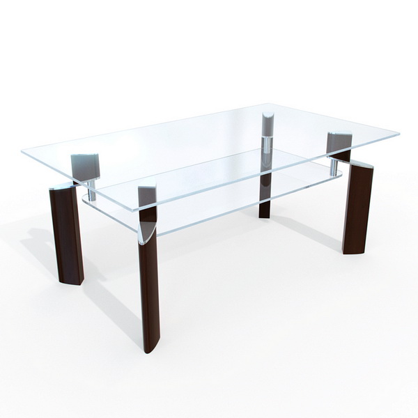 Elegant glass dining table 3d rendering