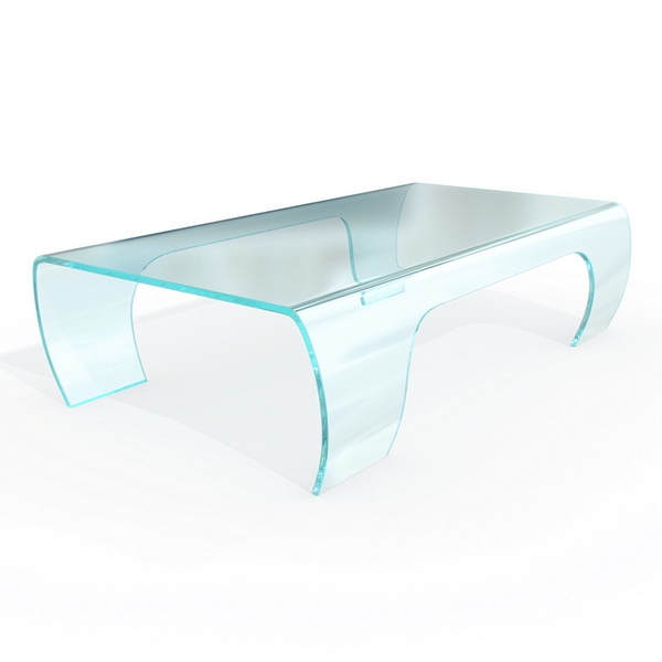 Modern bent glass coffee table 3d rendering