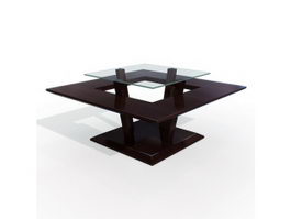 Modern wooden center table coffee table 3d model preview