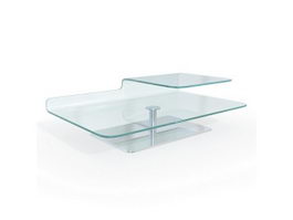 Tempered bent glass coffee table 3d preview