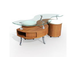 Home bar counter and wine cabinet 3d preview