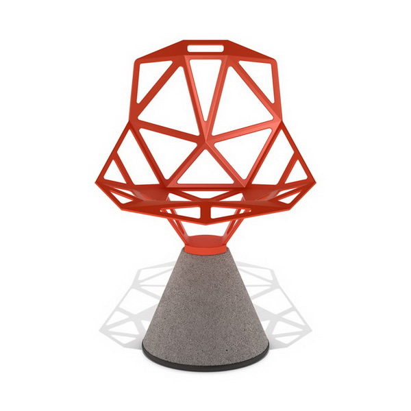 Concrete base outdoor chair 3d rendering