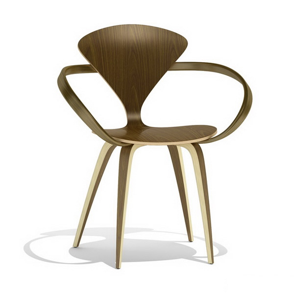Norman Cherner armchair wood base 3d rendering