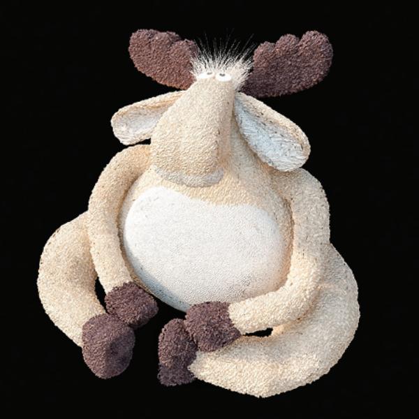 Plush toy white cartoon sheep 3d rendering