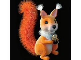 Cute plush toys squirrel belka 3d model preview