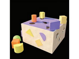 Colorful wooden toy bricks 3d preview