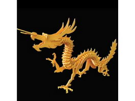 Wooden toy dragon puzzle 3d model preview