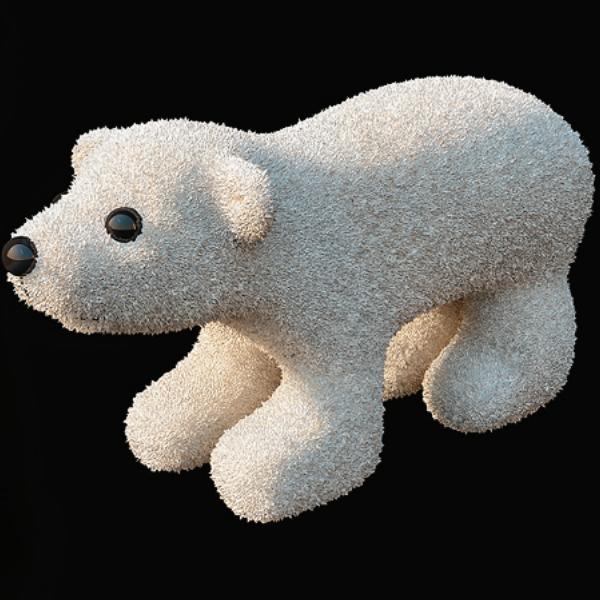 Plush toys polar bear 3d rendering