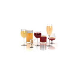 All kinds of wine glasses 3d preview