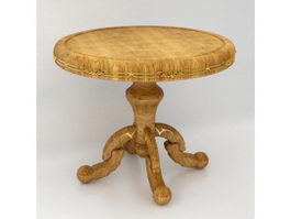 Antique round wood table 3d model preview
